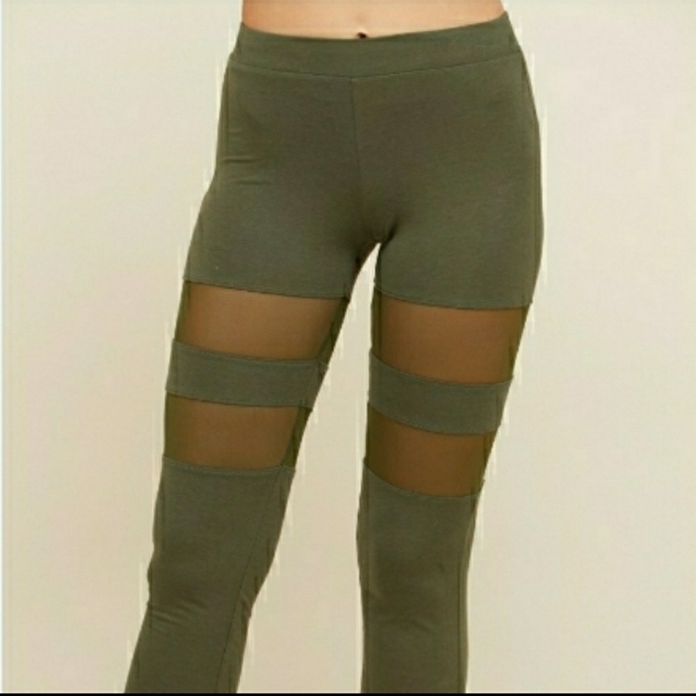 HEART & HIPS Olive Mesh Leggings